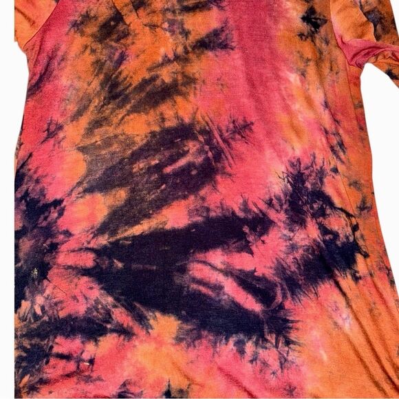 Boho DJT TIE DYE Pink/Orange HANKERCHIEF HEMLINE TUNIC Top Size Medium EUC - Picture 10 of 16